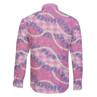 Pink Hawaii Palaka Honohono Pikake Family Matching Short Sleeve Bodycon Dress and Hawaiian Shirt Hawaiian Orchid Lei Polynesian Pattern - Polynesian Pride