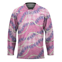 Pink Hawaii Palaka Honohono Pikake Hockey Jersey Hawaiian Orchid Lei Polynesian Pattern - Polynesian Pride