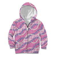 Pink Hawaii Palaka Honohono Pikake Kid Hoodie Hawaiian Orchid Lei Polynesian Pattern - Polynesian Pride