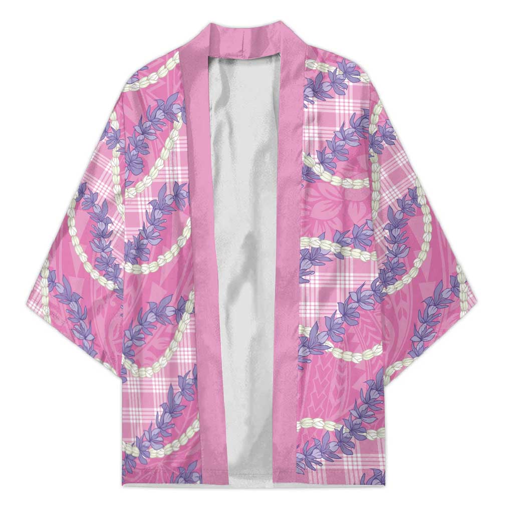 Pink Hawaii Palaka Honohono Pikake Kimono Hawaiian Orchid Lei Polynesian Pattern - Polynesian Pride