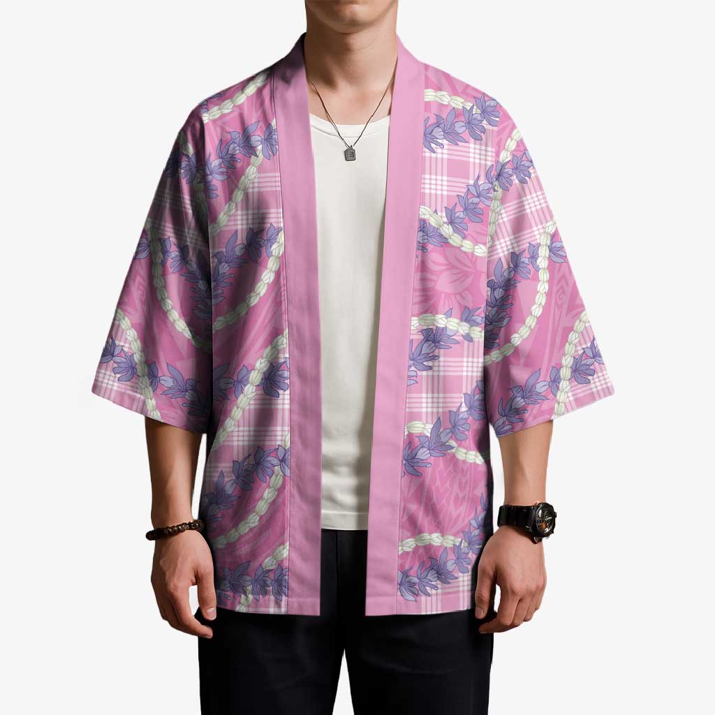 Pink Hawaii Palaka Honohono Pikake Kimono Hawaiian Orchid Lei Polynesian Pattern - Polynesian Pride