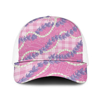 Pink Hawaii Palaka Honohono Pikake Mesh Trucker Cap Hawaiian Orchid Lei Polynesian Pattern - Polynesian Pride