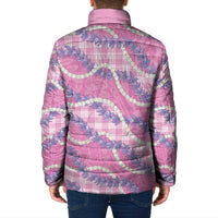 Pink Hawaii Palaka Honohono Pikake Padded Jacket Hawaiian Orchid Lei Polynesian Pattern - Polynesian Pride