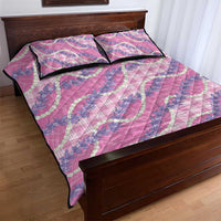 Pink Hawaii Palaka Honohono Pikake Quilt Bed Set Hawaiian Orchid Lei Polynesian Pattern - Polynesian Pride