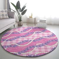 Pink Hawaii Palaka Honohono Pikake Round Carpet Hawaiian Orchid Lei Polynesian Pattern - Polynesian Pride