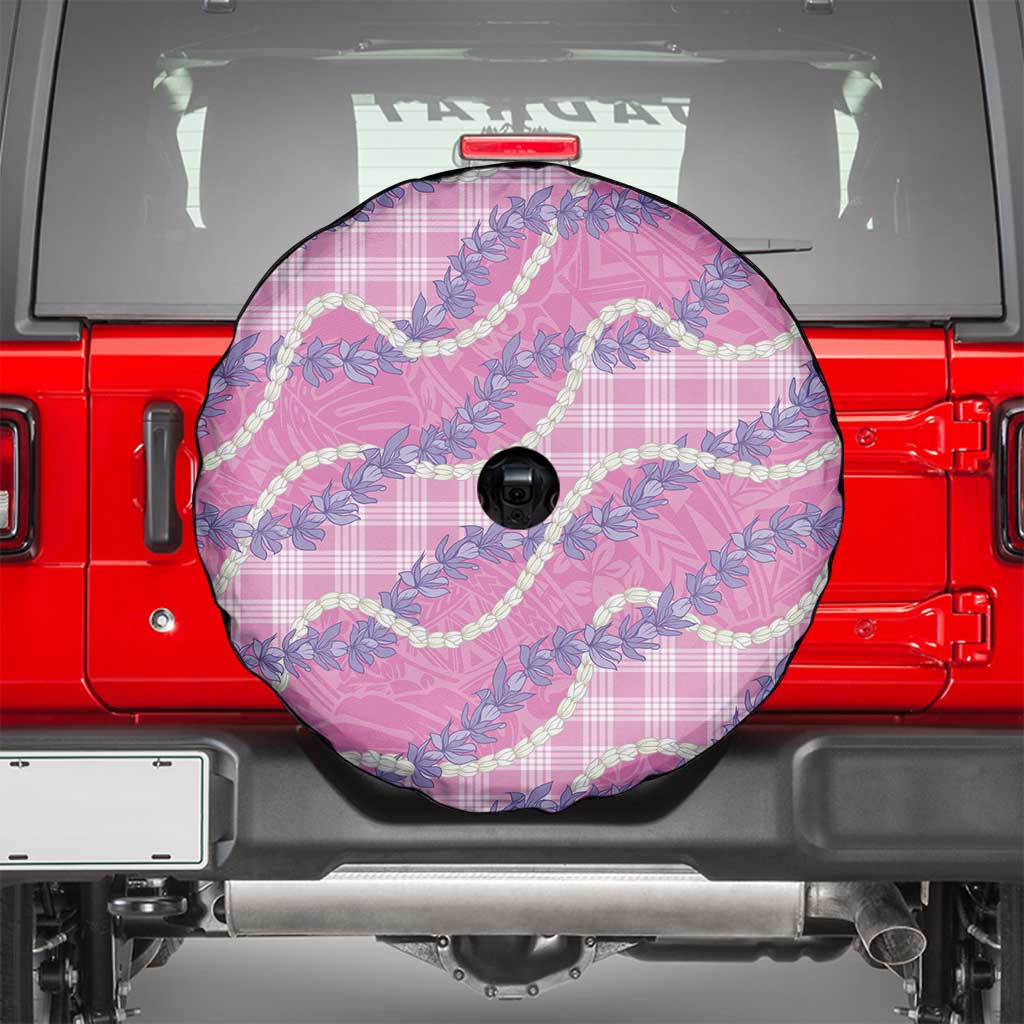 Pink Hawaii Palaka Honohono Pikake Spare Tire Cover Hawaiian Orchid Lei Polynesian Pattern - Polynesian Pride