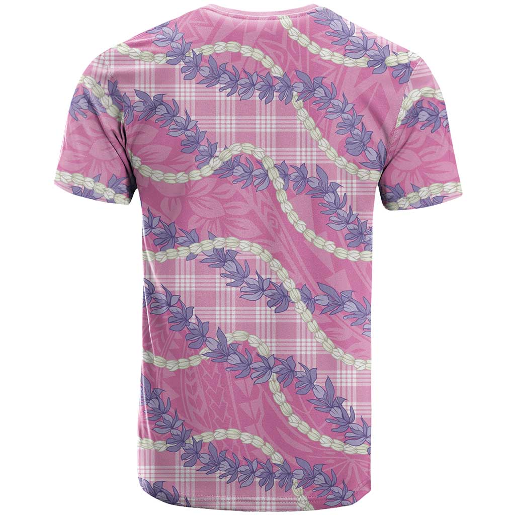 Pink Hawaii Palaka Honohono Pikake T Shirt Hawaiian Orchid Lei Polynesian Pattern - Polynesian Pride
