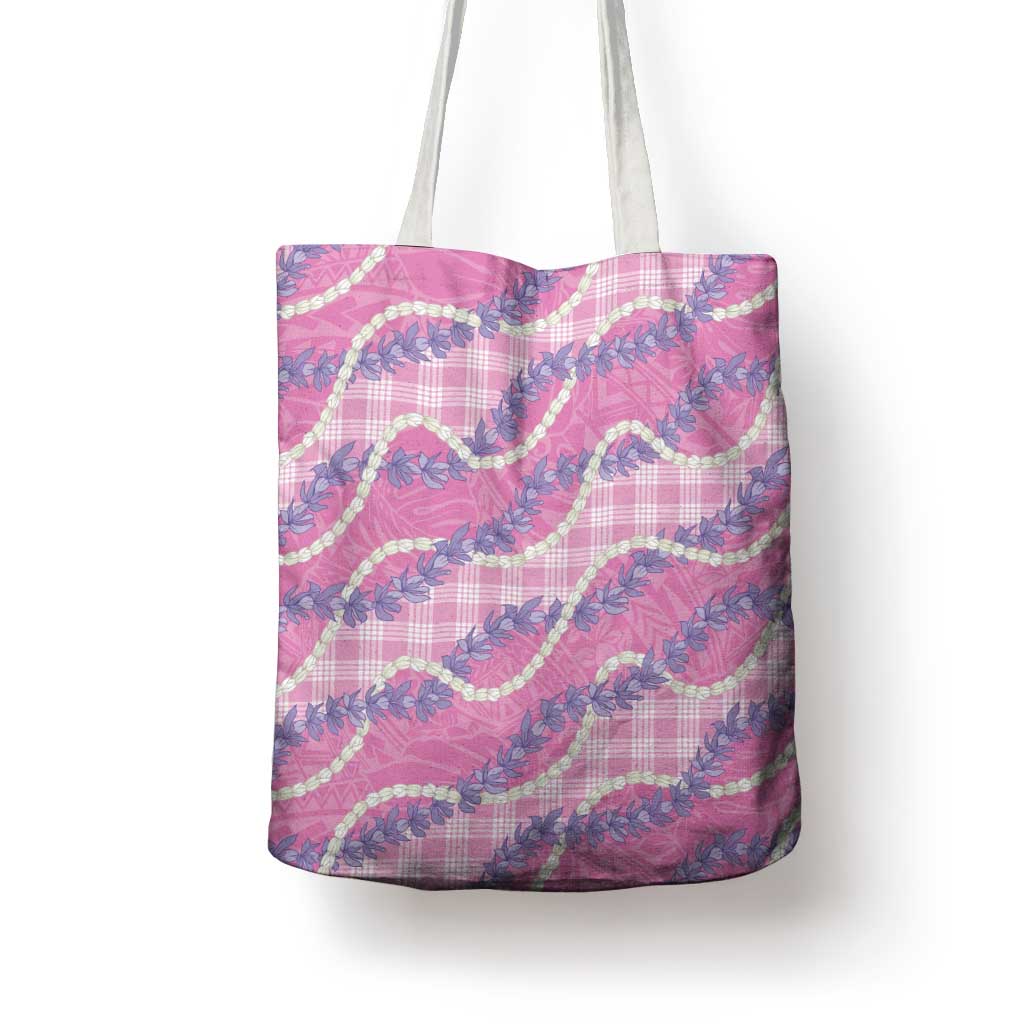 Pink Hawaii Palaka Honohono Pikake Tote Bag Hawaiian Orchid Lei Polynesian Pattern - Polynesian Pride