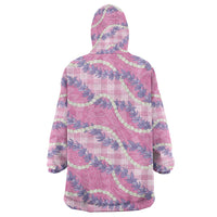 Pink Hawaii Palaka Honohono Pikake Wearable Blanket Hoodie Hawaiian Orchid Lei Polynesian Pattern - Polynesian Pride
