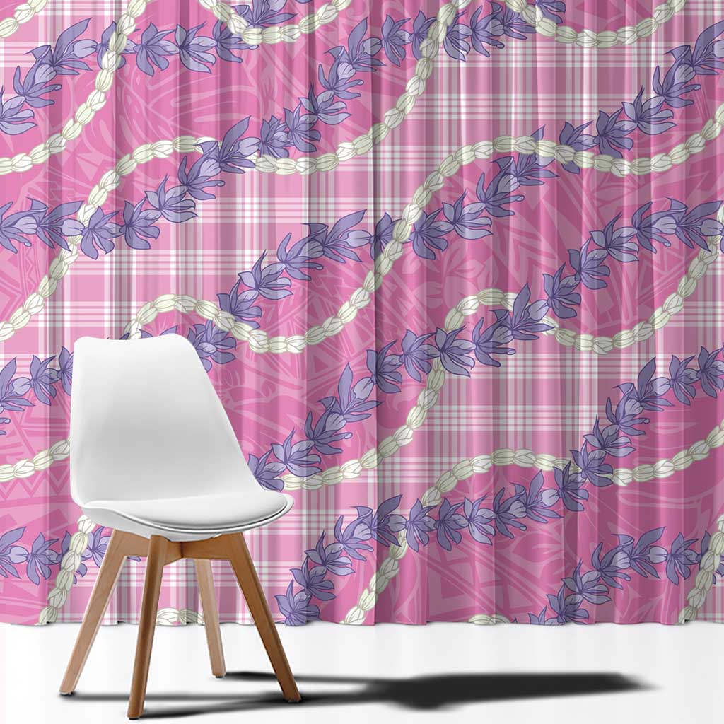 Pink Hawaii Palaka Honohono Pikake Window Curtain Hawaiian Orchid Lei Polynesian Pattern - Polynesian Pride