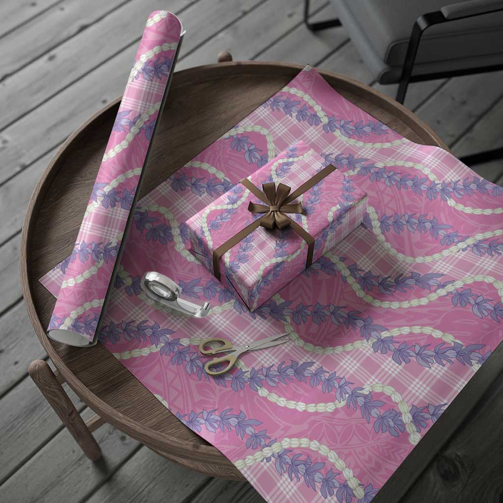Pink Hawaii Palaka Honohono Pikake Wrapping Paper Hawaiian Orchid Lei Polynesian Pattern - Polynesian Pride