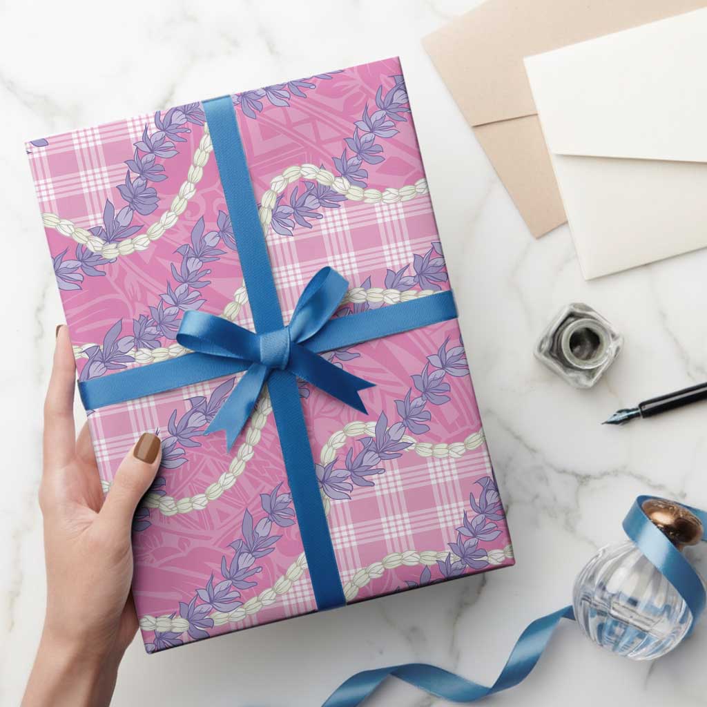 Pink Hawaii Palaka Honohono Pikake Wrapping Paper Hawaiian Orchid Lei Polynesian Pattern - Polynesian Pride