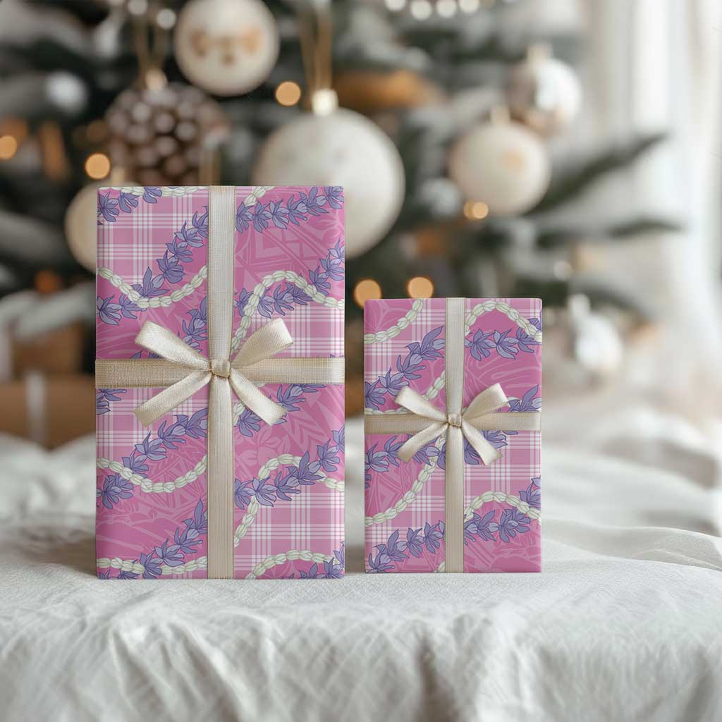 Pink Hawaii Palaka Honohono Pikake Wrapping Paper Hawaiian Orchid Lei Polynesian Pattern - Polynesian Pride