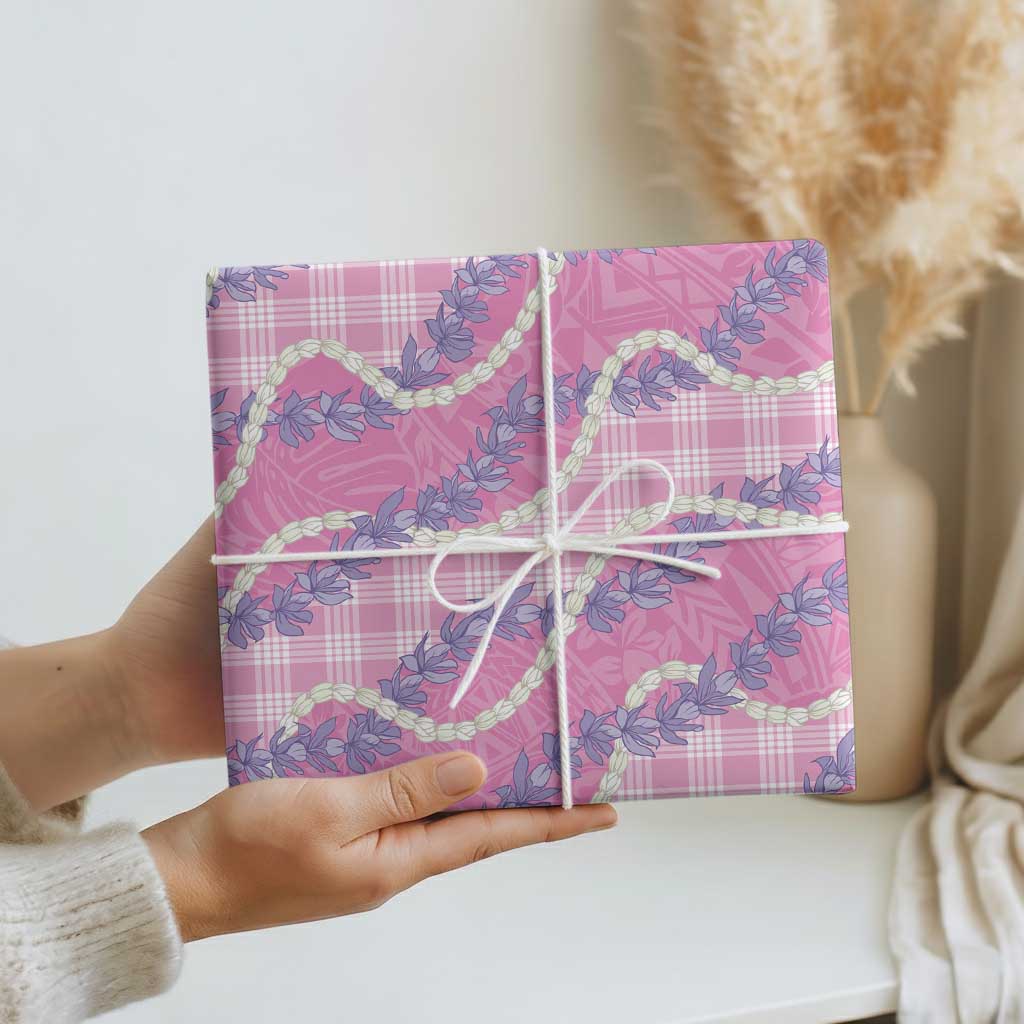 Pink Hawaii Palaka Honohono Pikake Wrapping Paper Hawaiian Orchid Lei Polynesian Pattern - Polynesian Pride