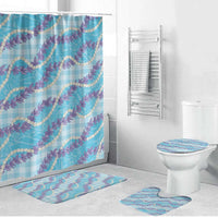 Blue Hawaii Palaka Honohono Pikake Bathroom Set Hawaiian Orchid Lei Polynesian Pattern - Polynesian Pride