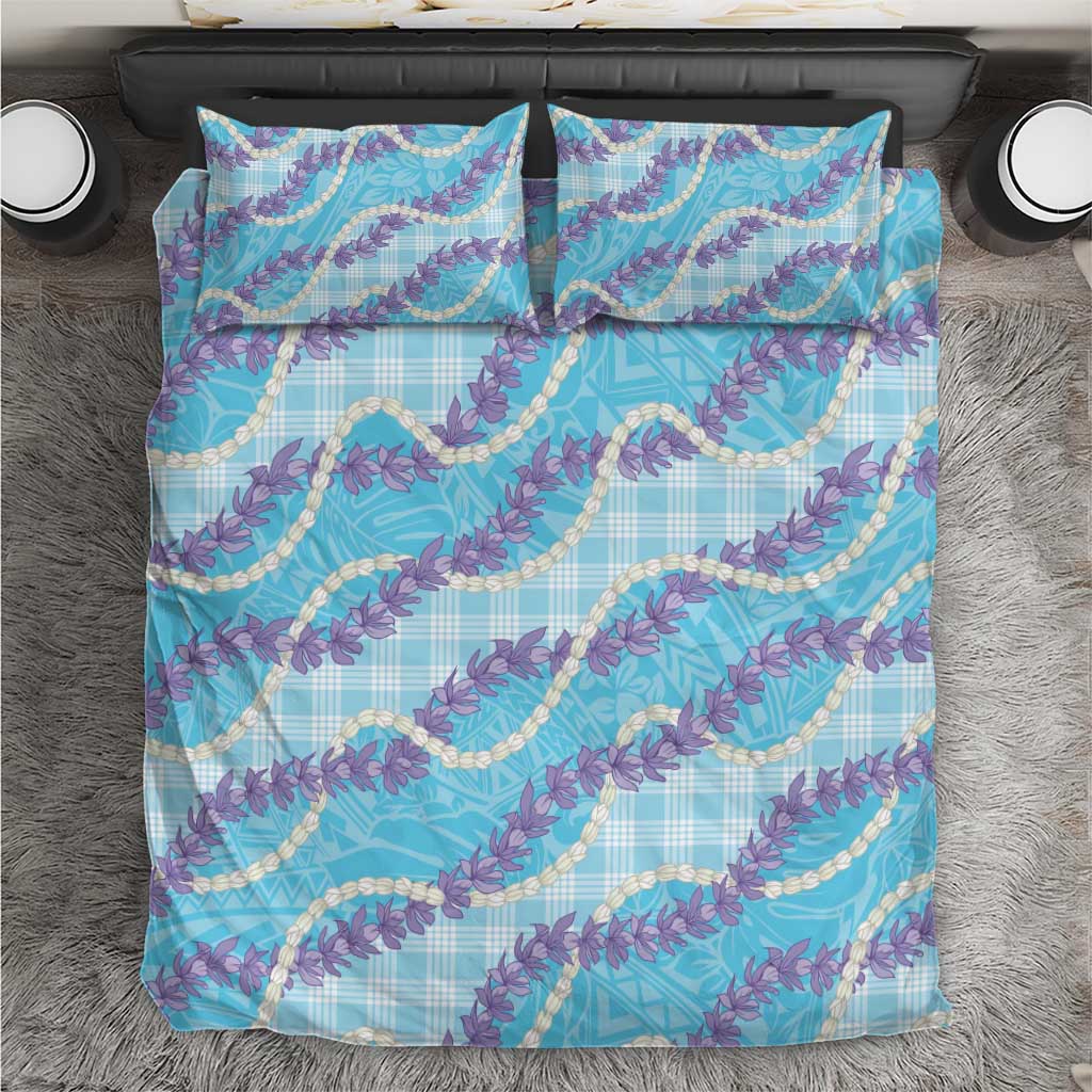 Blue Hawaii Palaka Honohono Pikake Bedding Set Hawaiian Orchid Lei Polynesian Pattern - Polynesian Pride
