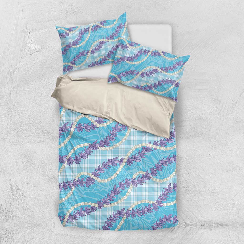 Blue Hawaii Palaka Honohono Pikake Bedding Set Hawaiian Orchid Lei Polynesian Pattern - Polynesian Pride