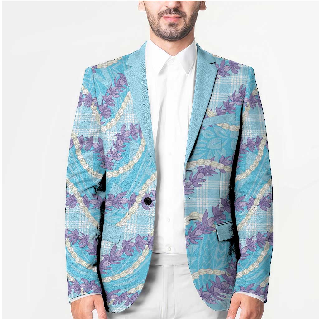 Blue Hawaii Palaka Honohono Pikake Blazer Hawaiian Orchid Lei Polynesian Pattern - Polynesian Pride
