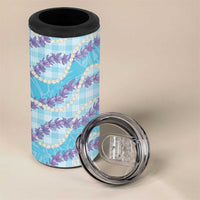 Blue Hawaii Palaka Honohono Pikake 4 in 1 Can Cooler Tumbler Hawaiian Orchid Lei Polynesian Pattern - Polynesian Pride