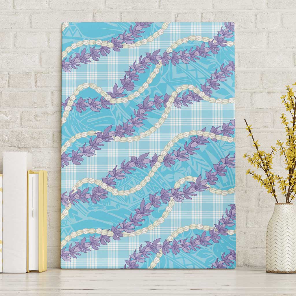 Blue Hawaii Palaka Honohono Pikake Canvas Wall Art Hawaiian Orchid Lei Polynesian Pattern - Polynesian Pride