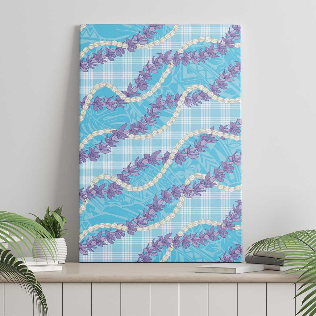 Blue Hawaii Palaka Honohono Pikake Canvas Wall Art Hawaiian Orchid Lei Polynesian Pattern - Polynesian Pride