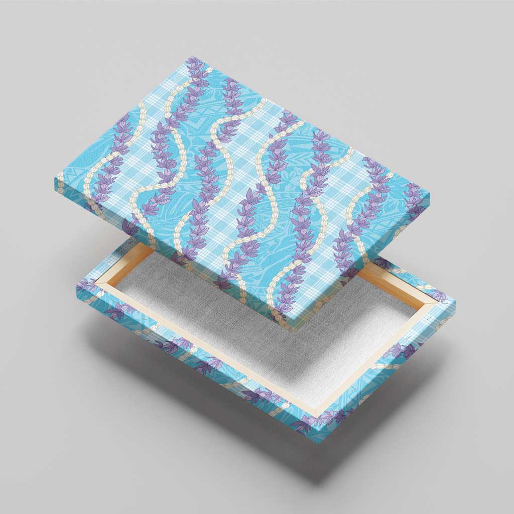 Blue Hawaii Palaka Honohono Pikake Canvas Wall Art Hawaiian Orchid Lei Polynesian Pattern - Polynesian Pride