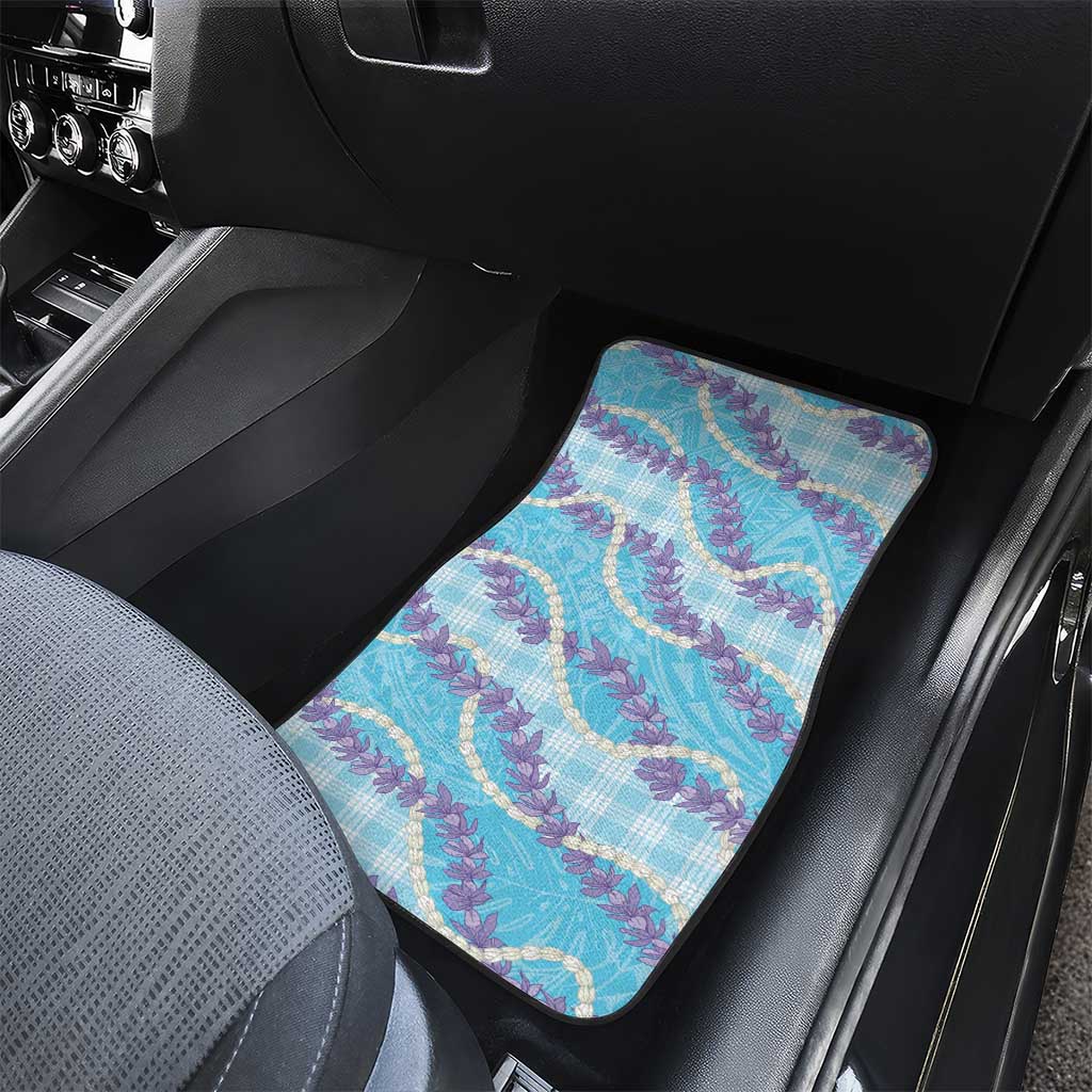 Blue Hawaii Palaka Honohono Pikake Car Mats Hawaiian Orchid Lei Polynesian Pattern - Polynesian Pride