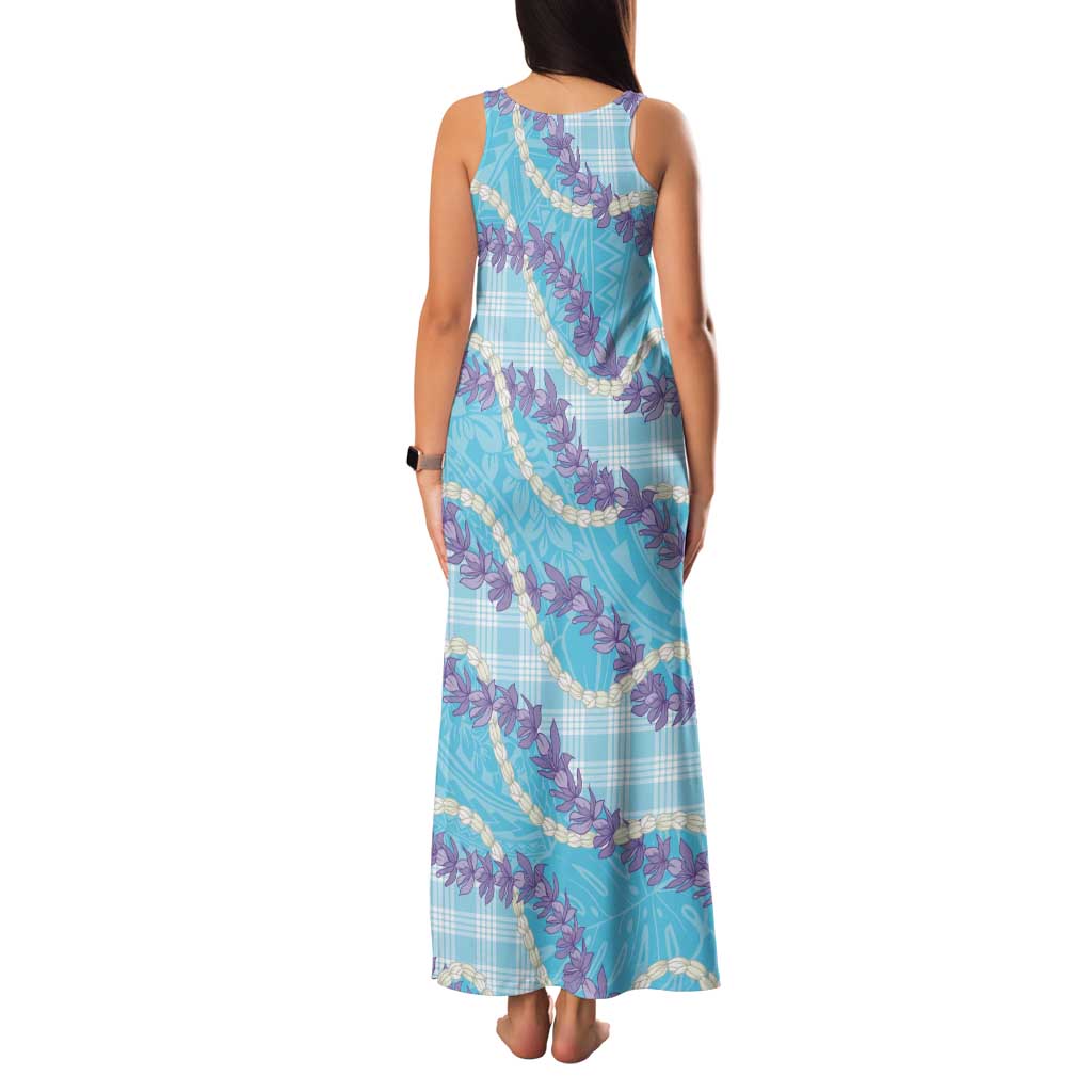 Blue Hawaii Palaka Honohono Pikake Family Matching Tank Maxi Dress and Hawaiian Shirt Hawaiian Orchid Lei Polynesian Pattern - Polynesian Pride