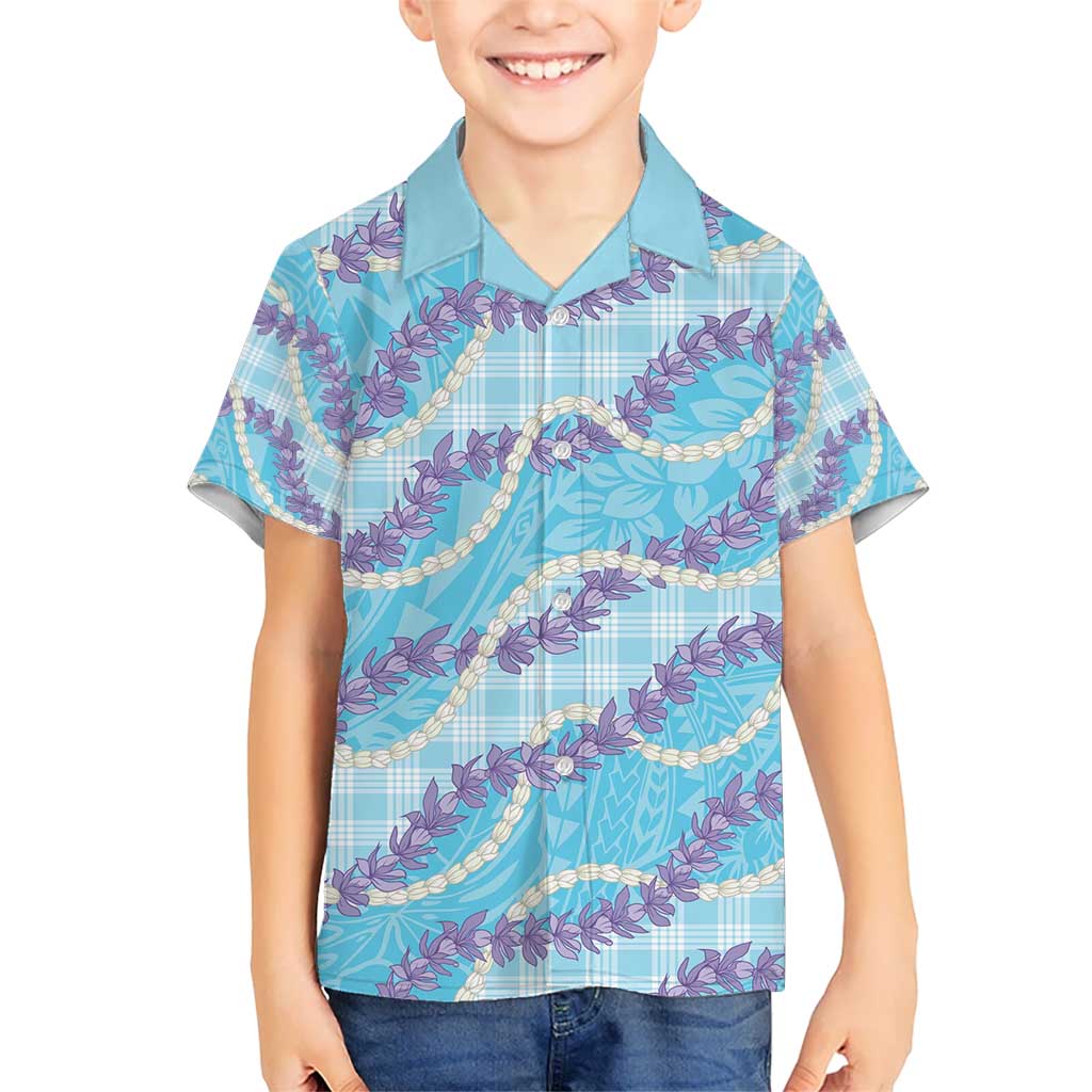 Blue Hawaii Palaka Honohono Pikake Hawaiian Shirt Hawaiian Orchid Lei Polynesian Pattern - Polynesian Pride