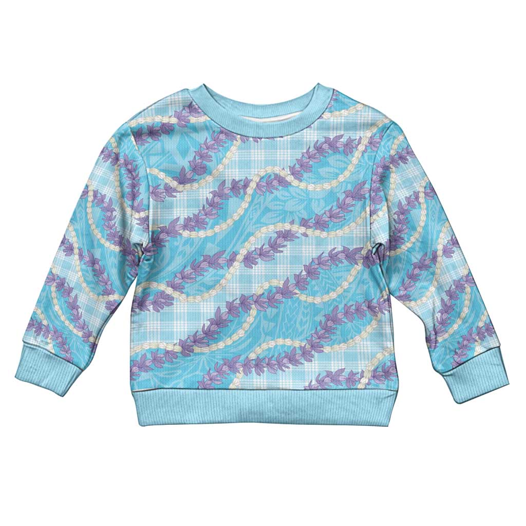 Blue Hawaii Palaka Honohono Pikake Kid Ugly Christmas Sweater Hawaiian Orchid Lei Polynesian Pattern - Polynesian Pride