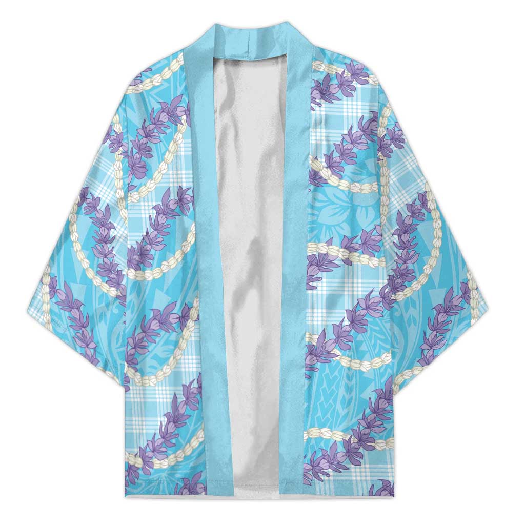 Blue Hawaii Palaka Honohono Pikake Kimono Hawaiian Orchid Lei Polynesian Pattern - Polynesian Pride