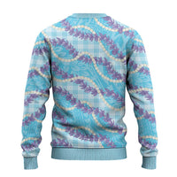 Blue Hawaii Palaka Honohono Pikake Ugly Christmas Sweater Hawaiian Orchid Lei Polynesian Pattern - Polynesian Pride