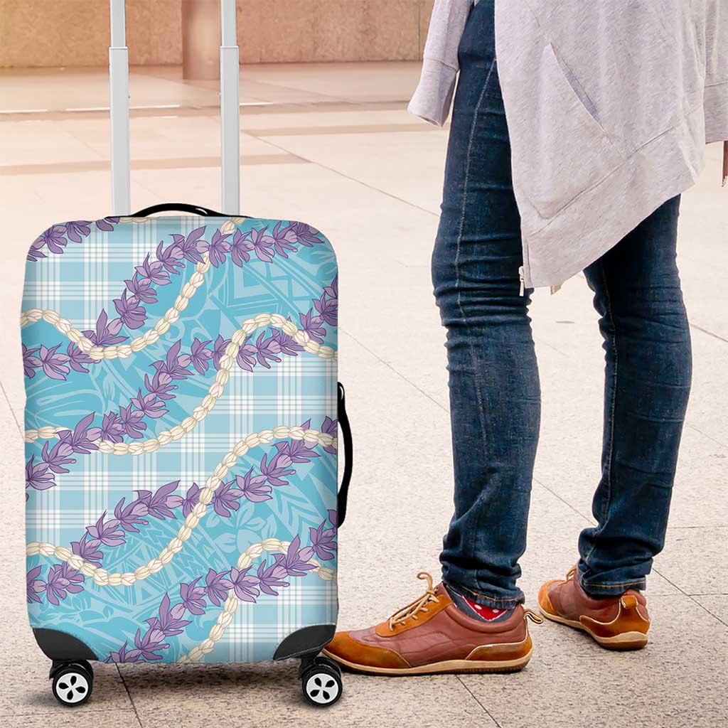 Blue Hawaii Palaka Honohono Pikake Luggage Cover Hawaiian Orchid Lei Polynesian Pattern - Polynesian Pride