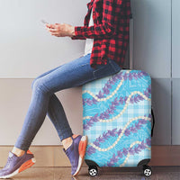 Blue Hawaii Palaka Honohono Pikake Luggage Cover Hawaiian Orchid Lei Polynesian Pattern - Polynesian Pride