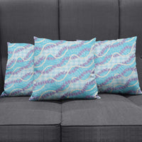 Blue Hawaii Palaka Honohono Pikake Pillow Cover Hawaiian Orchid Lei Polynesian Pattern - Polynesian Pride