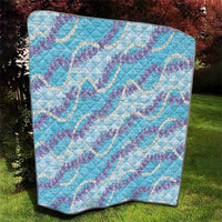 Blue Hawaii Palaka Honohono Pikake Quilt Hawaiian Orchid Lei Polynesian Pattern - Polynesian Pride