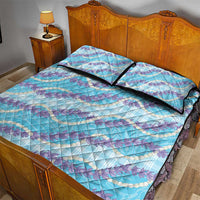 Blue Hawaii Palaka Honohono Pikake Quilt Bed Set Hawaiian Orchid Lei Polynesian Pattern - Polynesian Pride