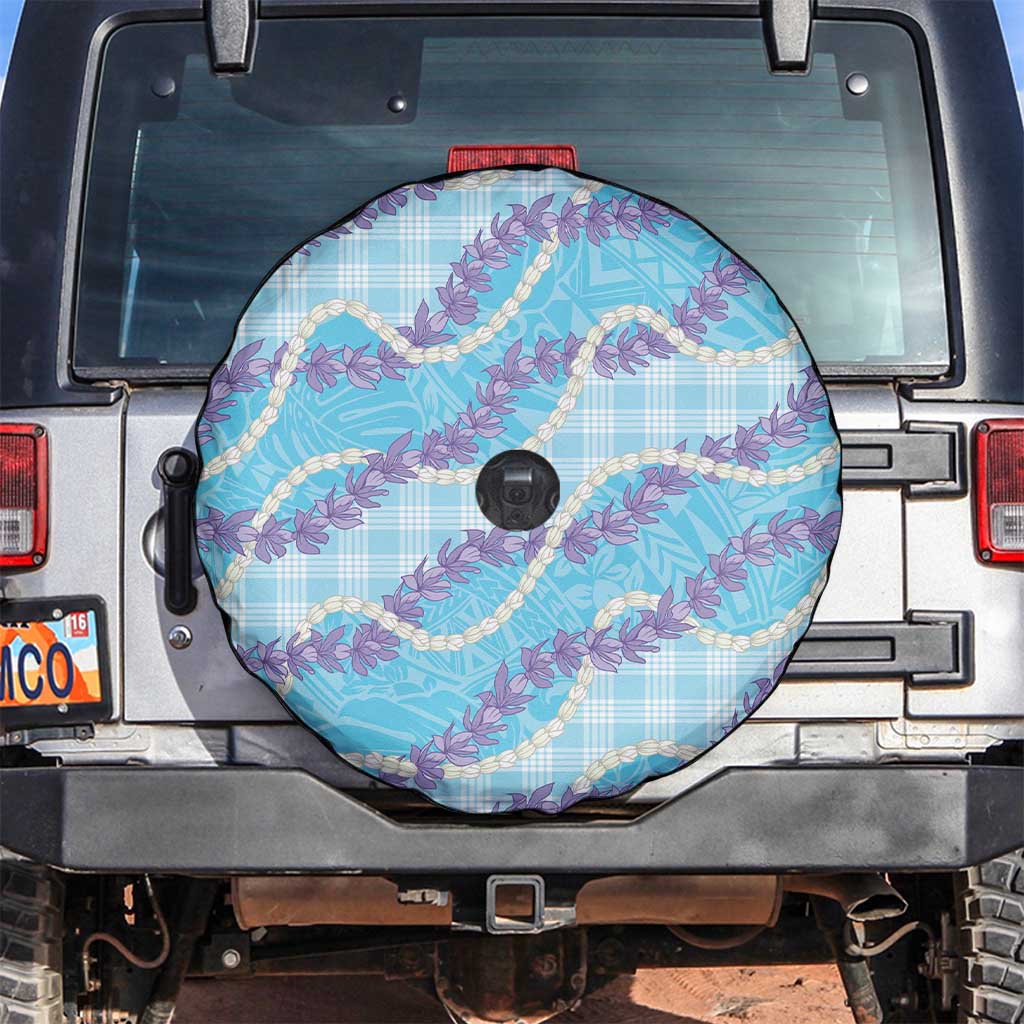 Blue Hawaii Palaka Honohono Pikake Spare Tire Cover Hawaiian Orchid Lei Polynesian Pattern - Polynesian Pride