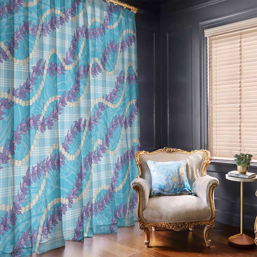 Blue Hawaii Palaka Honohono Pikake Window Curtain Hawaiian Orchid Lei Polynesian Pattern - Polynesian Pride