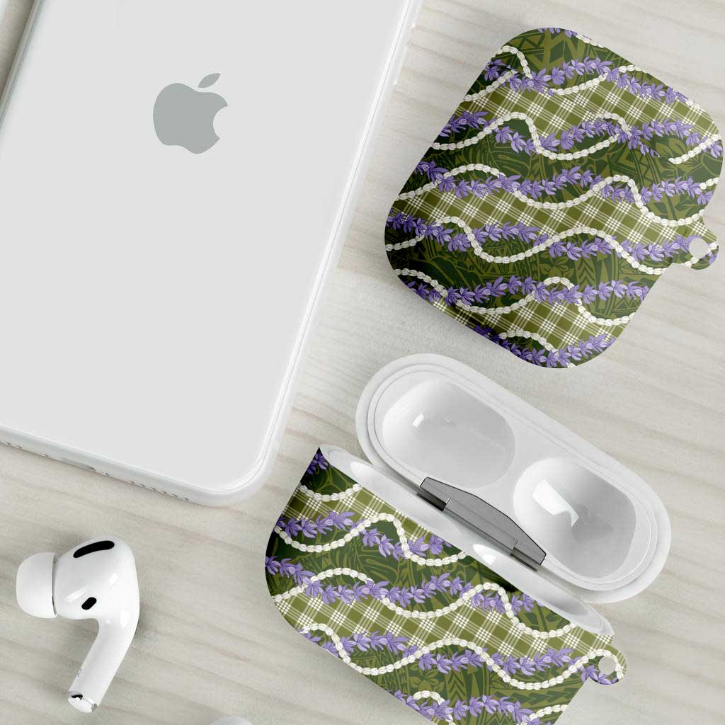 Green Hawaii Palaka Honohono Pikake AirPods Case Hawaiian Orchid Lei Polynesian Pattern - Polynesian Pride