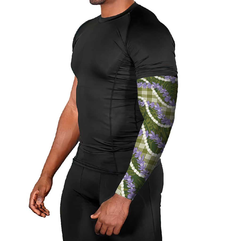 Green Hawaii Palaka Honohono Pikake Arm Sleeves Hawaiian Orchid Lei Polynesian Pattern - Polynesian Pride