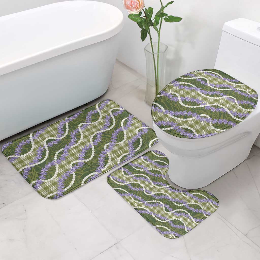 Green Hawaii Palaka Honohono Pikake Bathroom Set Hawaiian Orchid Lei Polynesian Pattern - Polynesian Pride