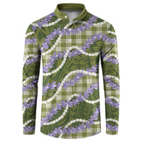 Green Hawaii Palaka Honohono Pikake Button Sweatshirt Hawaiian Orchid Lei Polynesian Pattern - Polynesian Pride