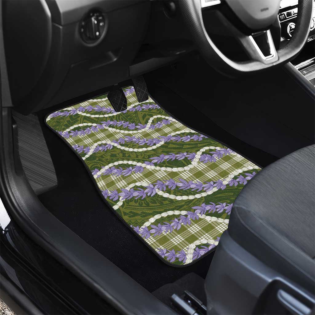 Green Hawaii Palaka Honohono Pikake Car Mats Hawaiian Orchid Lei Polynesian Pattern - Polynesian Pride