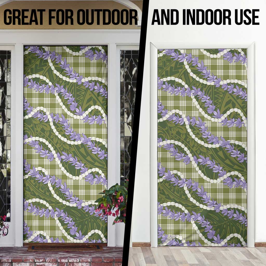 Green Hawaii Palaka Honohono Pikake Door Cover Hawaiian Orchid Lei Polynesian Pattern - Polynesian Pride