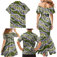 Green Hawaii Palaka Honohono Pikake Family Matching Mermaid Dress and Hawaiian Shirt Hawaiian Orchid Lei Polynesian Pattern - Polynesian Pride