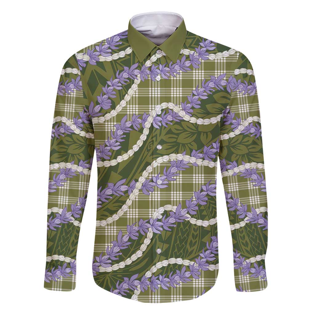 Green Hawaii Palaka Honohono Pikake Family Matching Puletasi and Hawaiian Shirt Hawaiian Orchid Lei Polynesian Pattern - Polynesian Pride