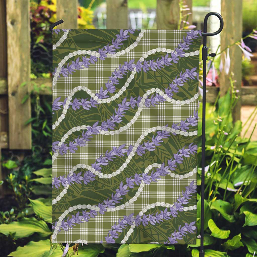 Green Hawaii Palaka Honohono Pikake Garden Flag Hawaiian Orchid Lei Polynesian Pattern - Polynesian Pride