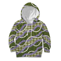 Green Hawaii Palaka Honohono Pikake Kid Hoodie Hawaiian Orchid Lei Polynesian Pattern - Polynesian Pride