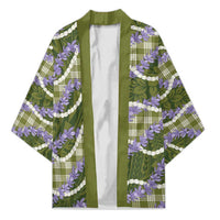 Green Hawaii Palaka Honohono Pikake Kimono Hawaiian Orchid Lei Polynesian Pattern - Polynesian Pride